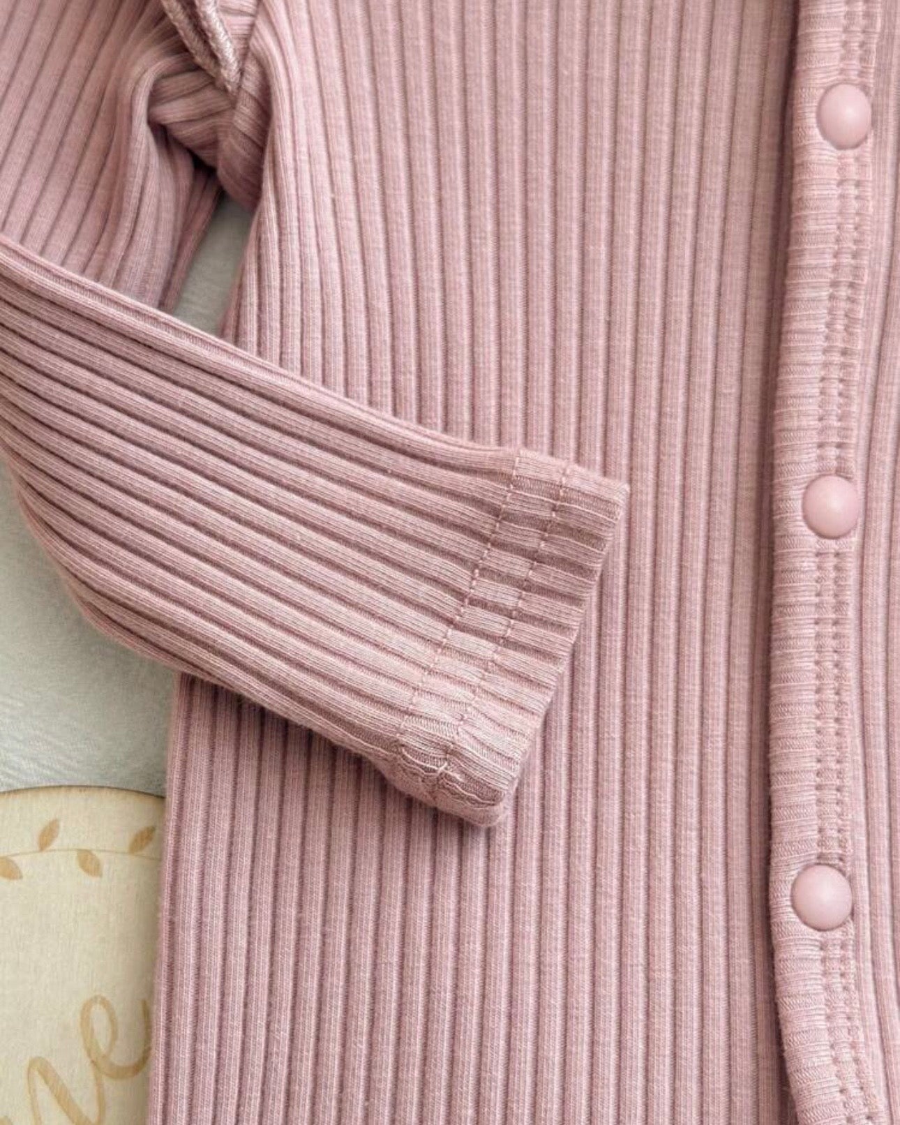 Newborn Baby Girl 2-Piece Pink Knit Romper Set with Headband