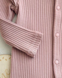 Newborn Baby Girl 2-Piece Pink Knit Romper Set with Headband
