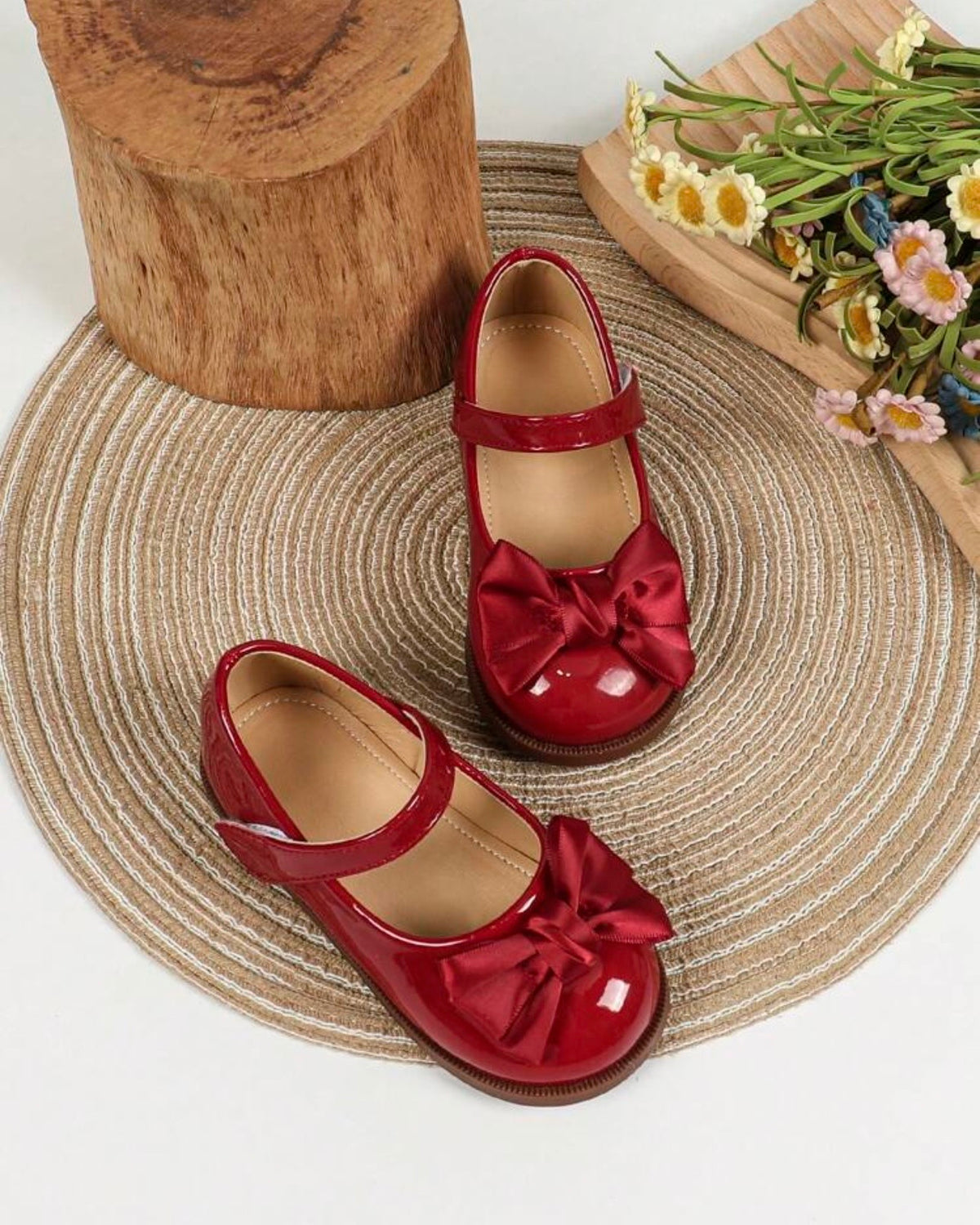 Premium Red Girls Bow Sandals
