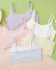 5-Piece Girls’ Colorful Sports Bra Set – Ice Silk Comfort for Everyday Wear