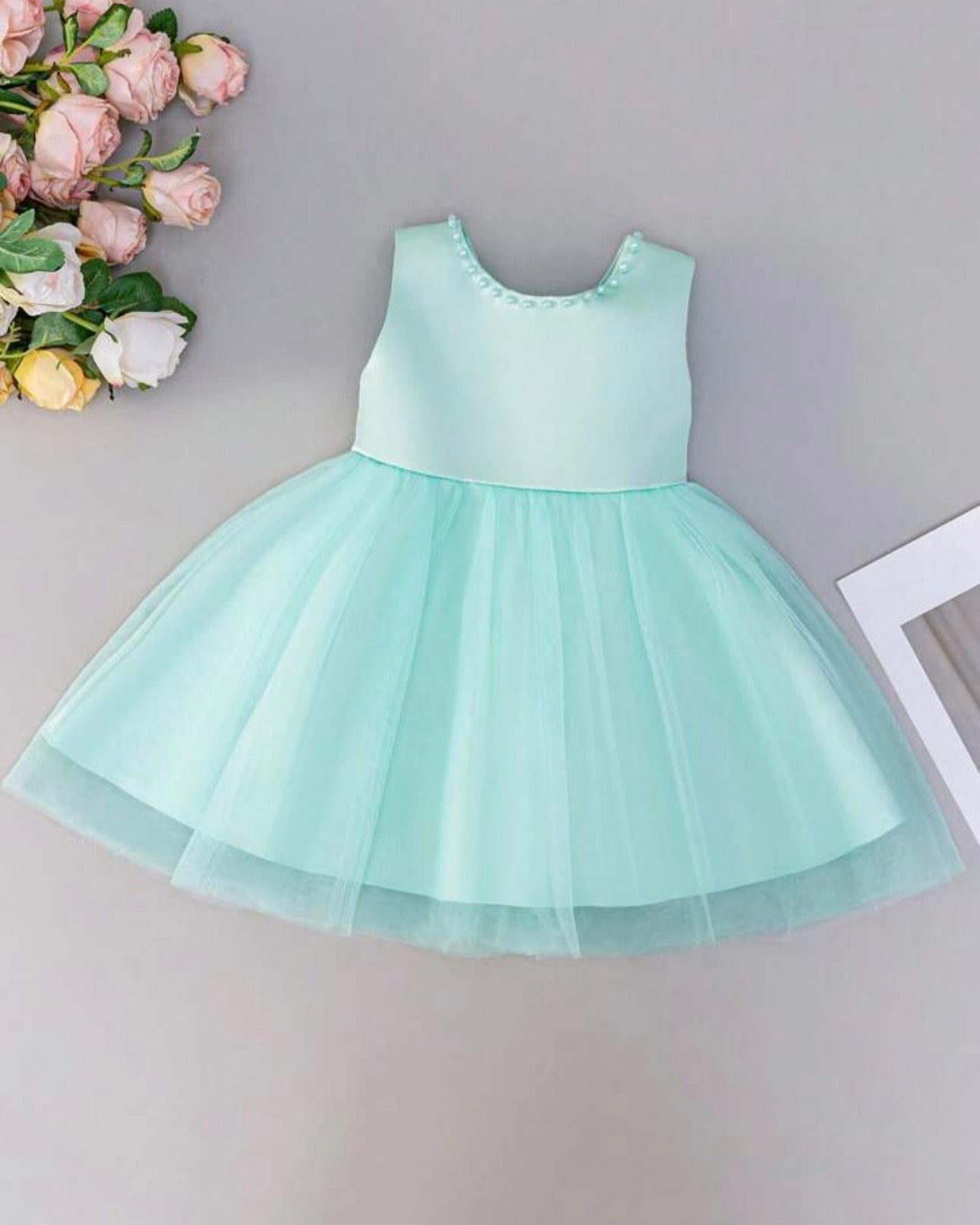 Baby Girls Big Bow Decor Mesh Patchwork Sleeveless Dress (9 Colours)