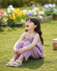 Girls’ Floral Embroidery Camisole + Wide Leg Pants