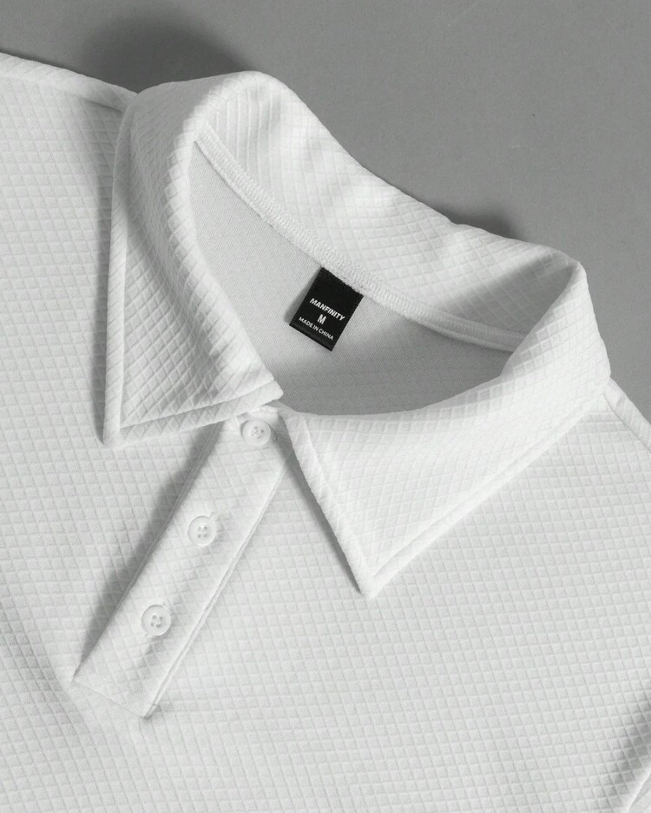 Men’s White Colour Textured Half Sleeve Casual Polo Shirt – Summer