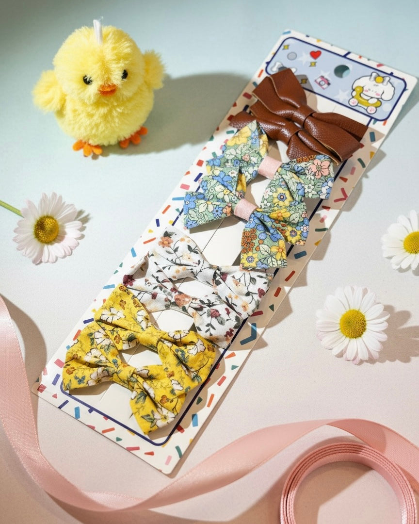 Pastel Colour Bow Hair Clips Set (8pcs)