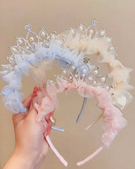 1pc Crown & Pearl Mesh Headband