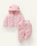 Baby Girl Pink Heart Hooded Fleece Jacket & Pants