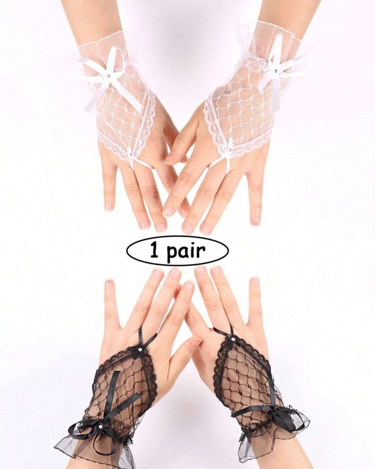 1 Pair Fishnet Gloves for Girls for Events