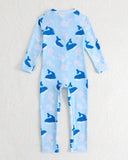 Boys Dolphin Print Long Sleeve One-Piece Swimsuit with Front Zipper