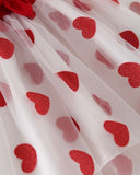 Girls 2pc Red Bow Top & Glitter Heart Tulle Skirt Set