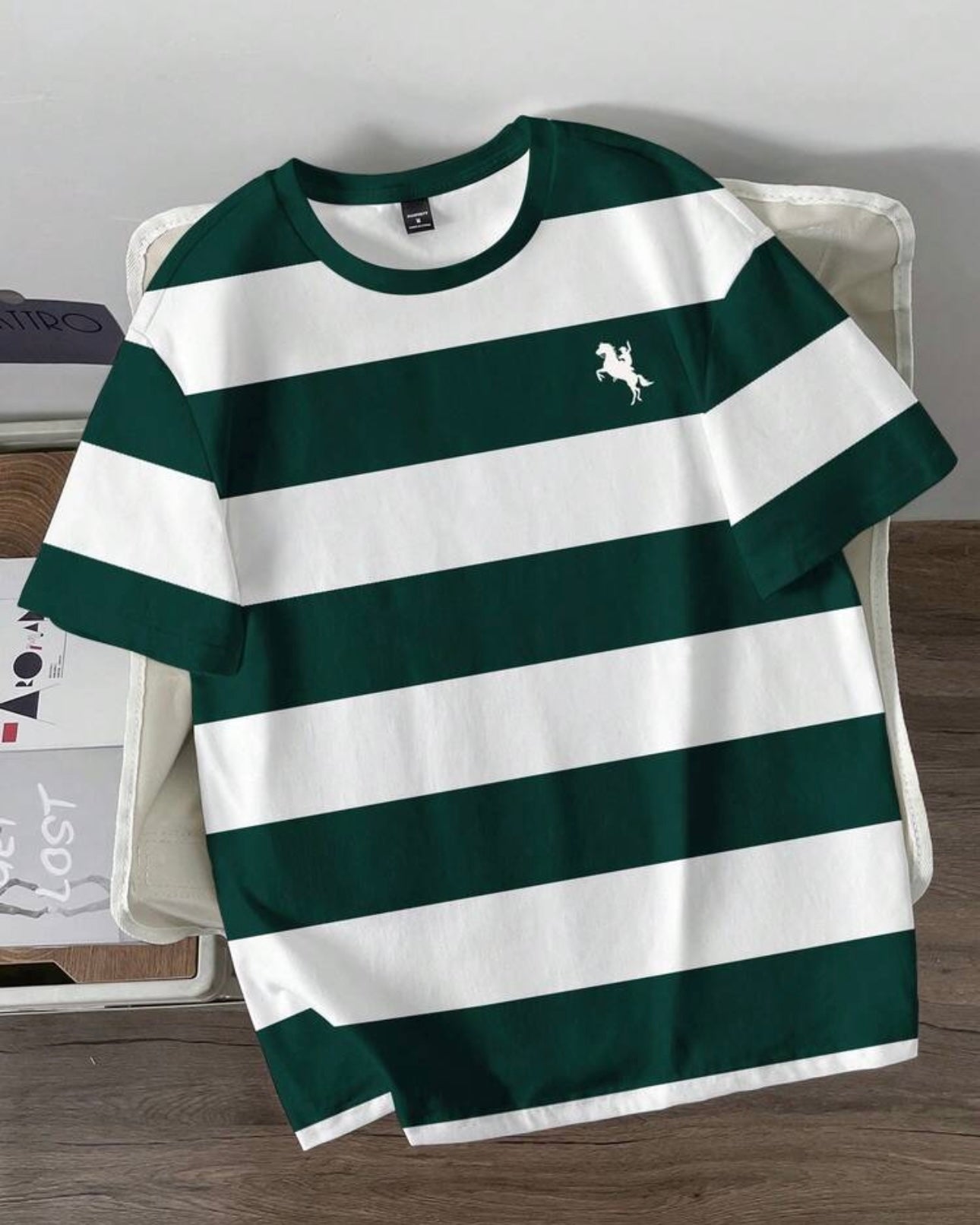 Men's Casual Colorblock Striped Short Sleeve T-Shirt, Summer