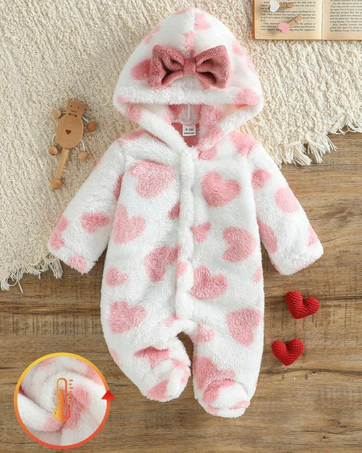 Pink Heart Winter Romper