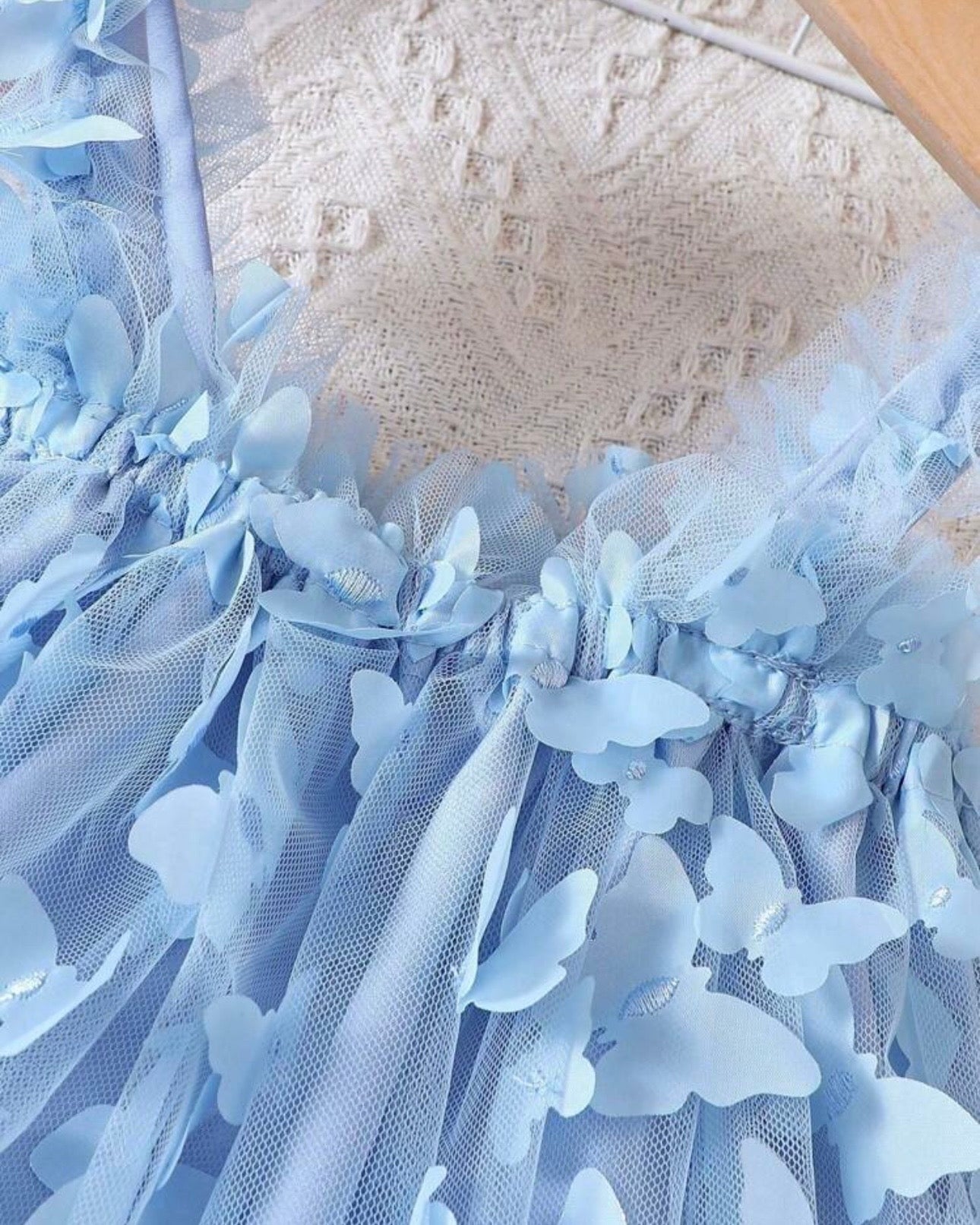 Baby Girl’s Blue Butterfly Applique Stylish Tiered Dress