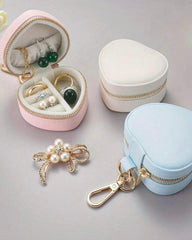 Portable Heart-Shaped Jewelry Storage Box With Keychain