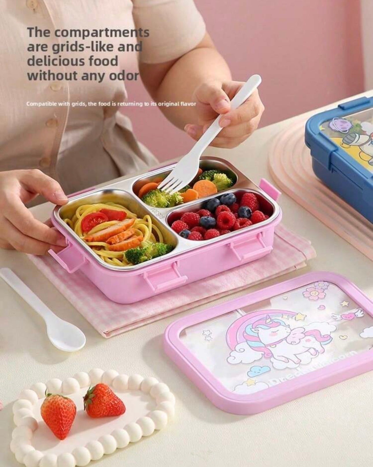 850ml Trio Compartment Stainless Steel Lunch Box
