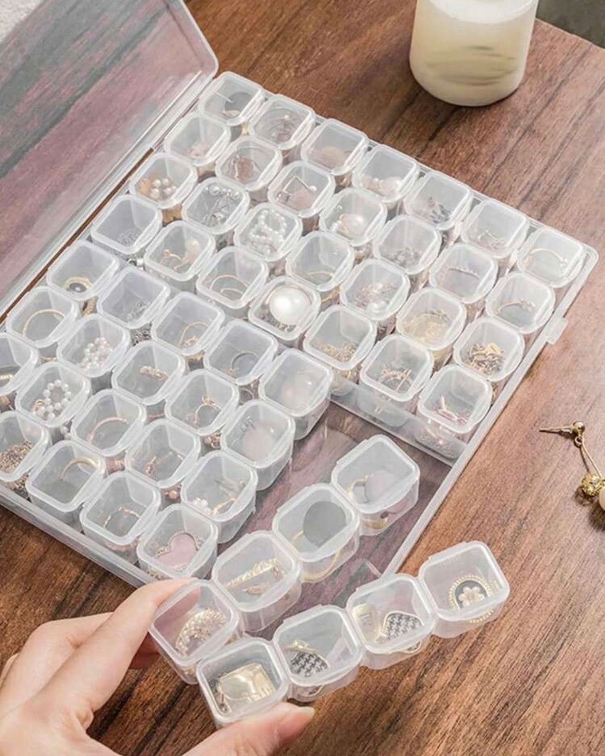 Multi-Functional Transparent Jewellery Storage Box with 28/56 Compartments
