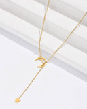 Japanese-Korean Style Moon and Star Golden Necklace