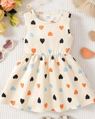 Baby Girl Casual Heart Print Dress