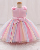 Girls’ Colorful 3D Floral Mesh Party Dress | Elegant Summer Occasion Dress