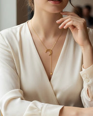 Japanese-Korean Style Moon and Star Golden Necklace