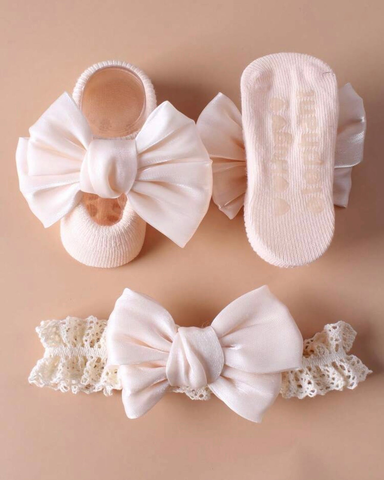 3pcs/Set Newborn Korean Style Baby Socks & Headbands Set