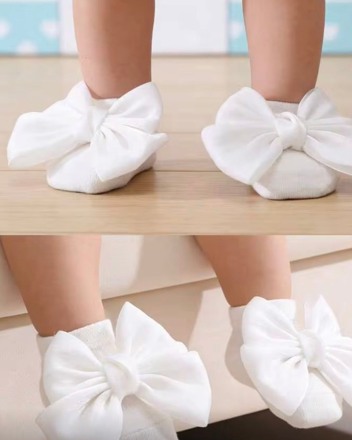 4 Pairs Baby Socks With Bow Decor - Black Addition