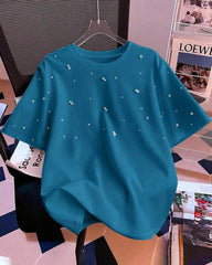 Women’s Royal Blue Beaded T-Shirt