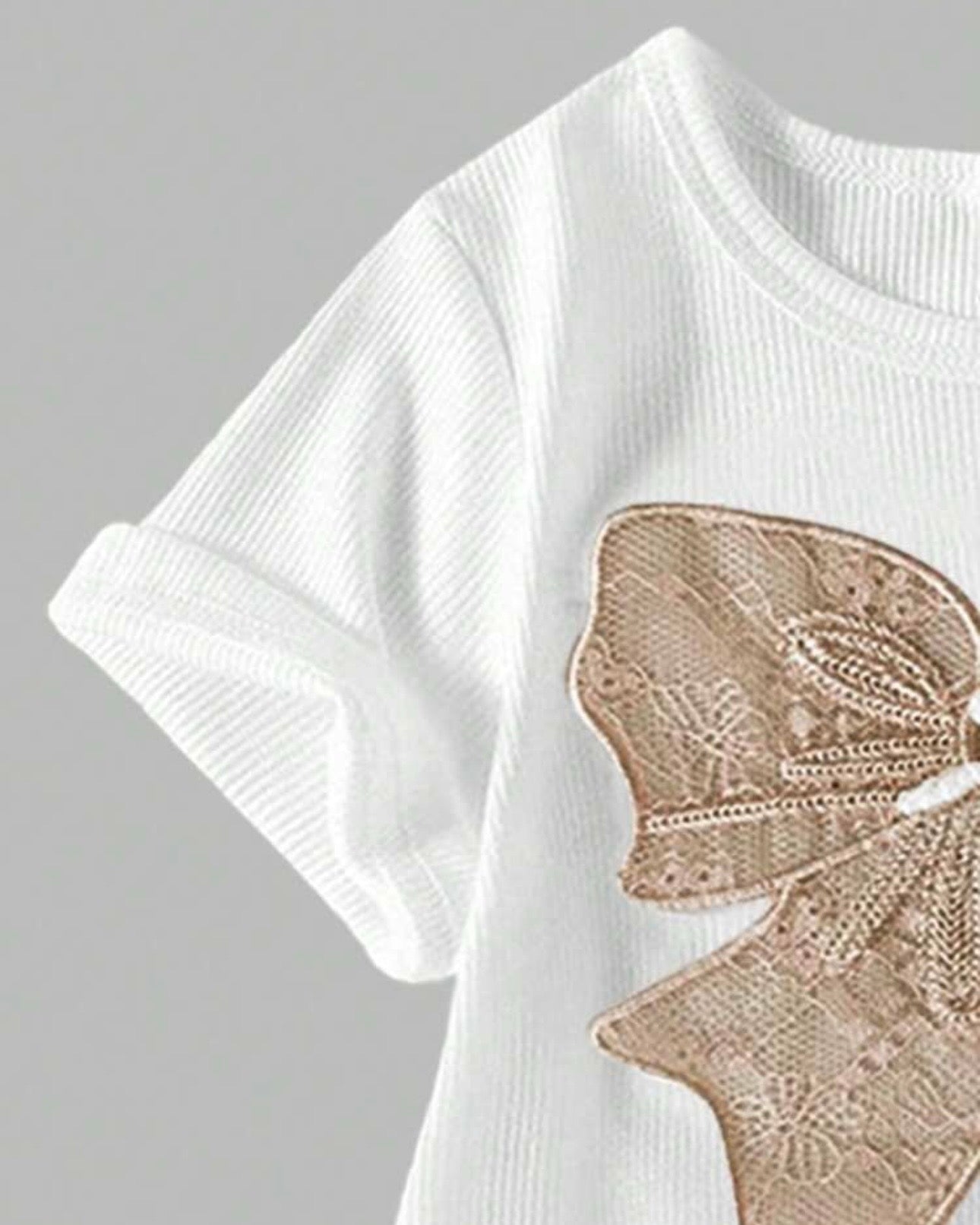 Tween Girls khaki Graphic Tee & Bow Pants Set