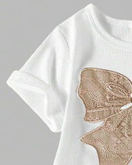 Tween Girls khaki Graphic Tee & Bow Pants Set
