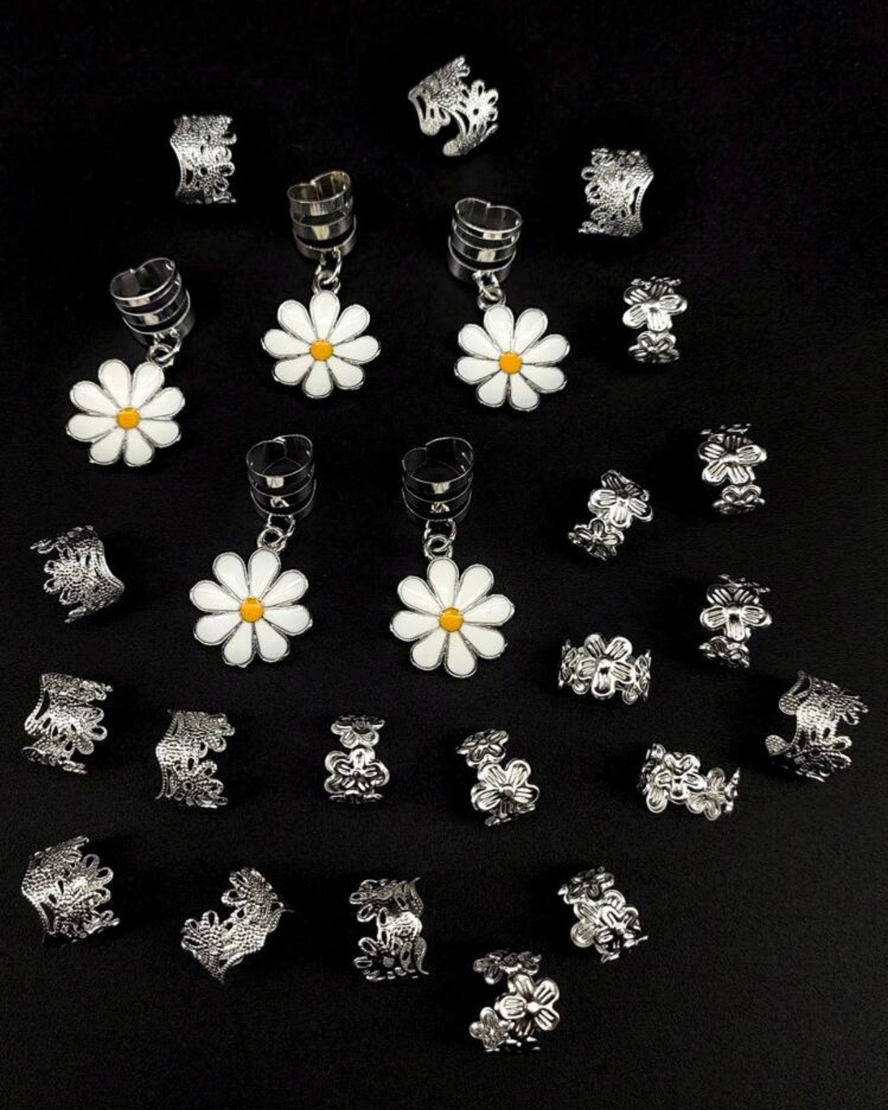 25 Pcs Daisy Hair Rings Set