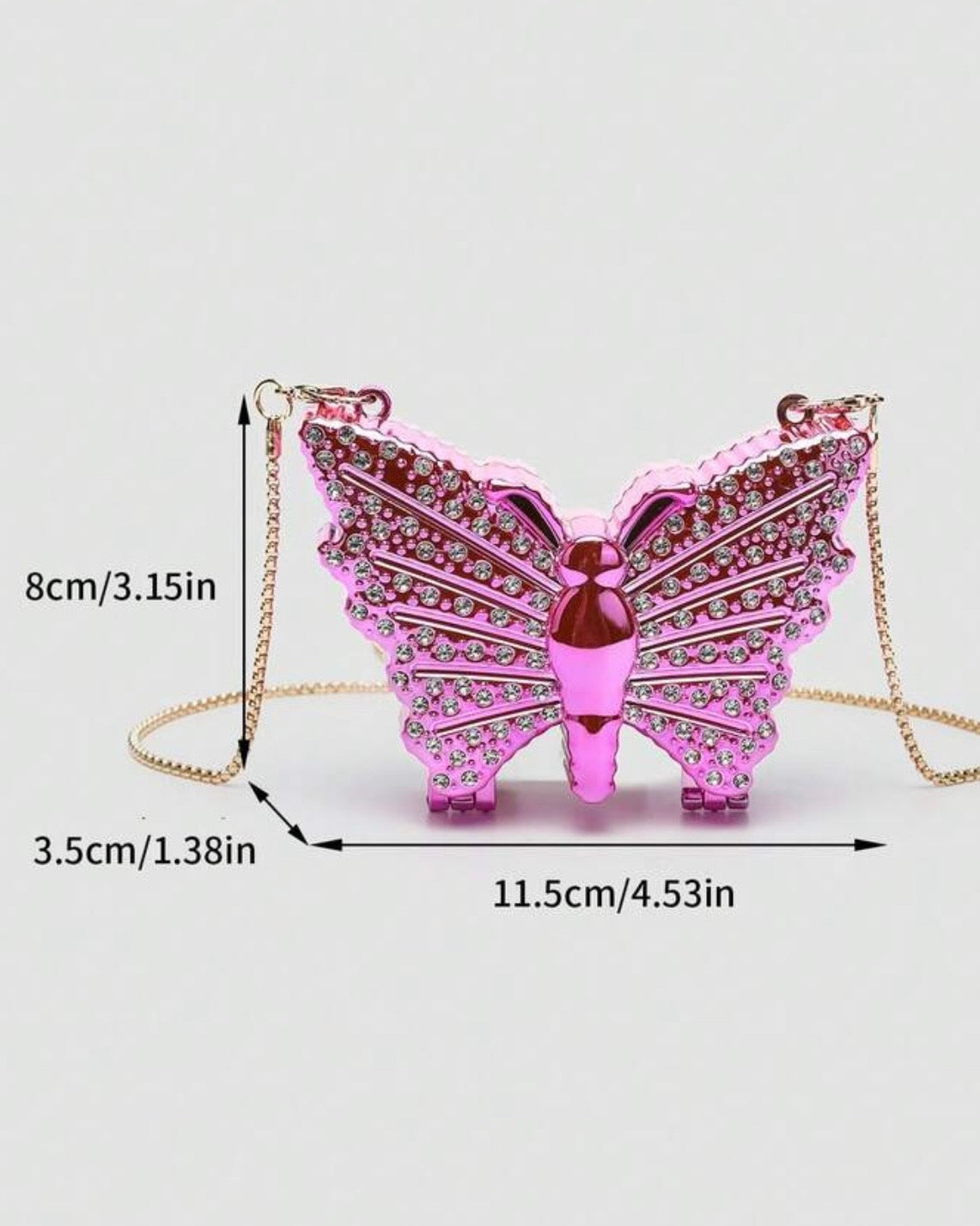 🦋 Mini Metallic Rhinestone Butterfly Clutch Bag