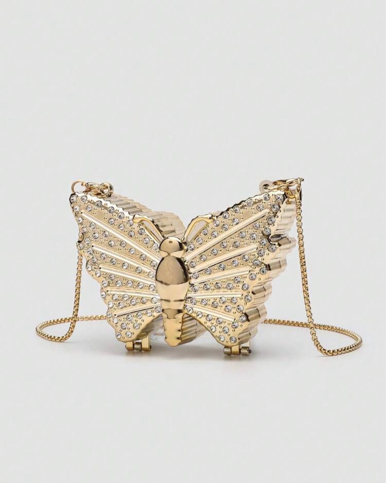 🦋 Mini Metallic Rhinestone Butterfly Clutch Bag
