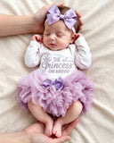 Newborn Baby Girl Romper with Purple Tutu Skirt & Bow Headband