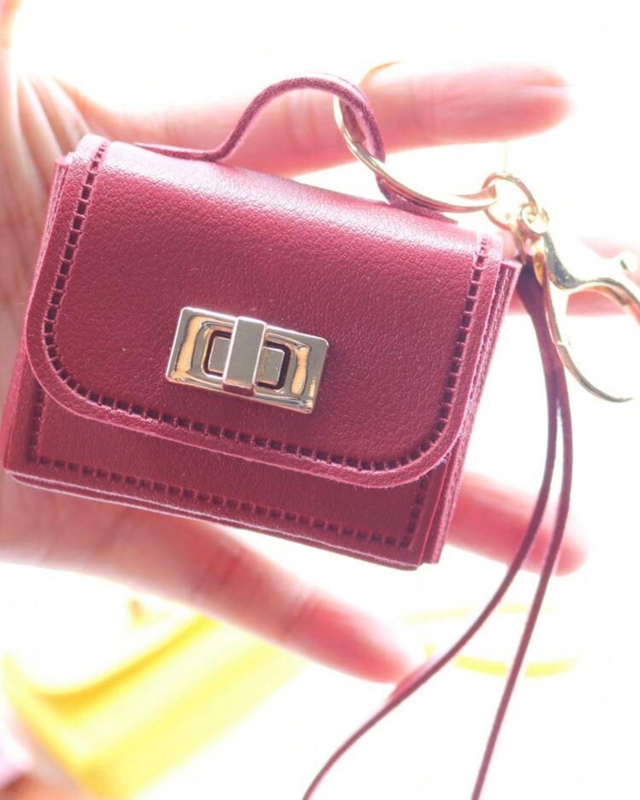 Plain Leather Mini Bag with Rotatable Lock (Yellow, Pink, Brown, Meroon)