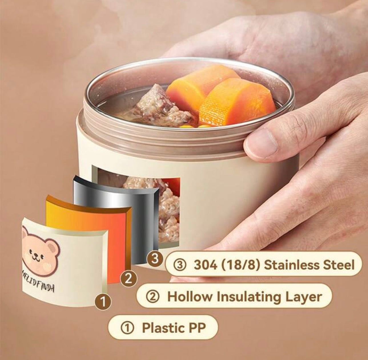 600ml Purple Stainless Steel Thermal Insulated Lunch Box