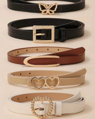5pcs Belts Set with Beautiful Heart & Butterfly Buckles