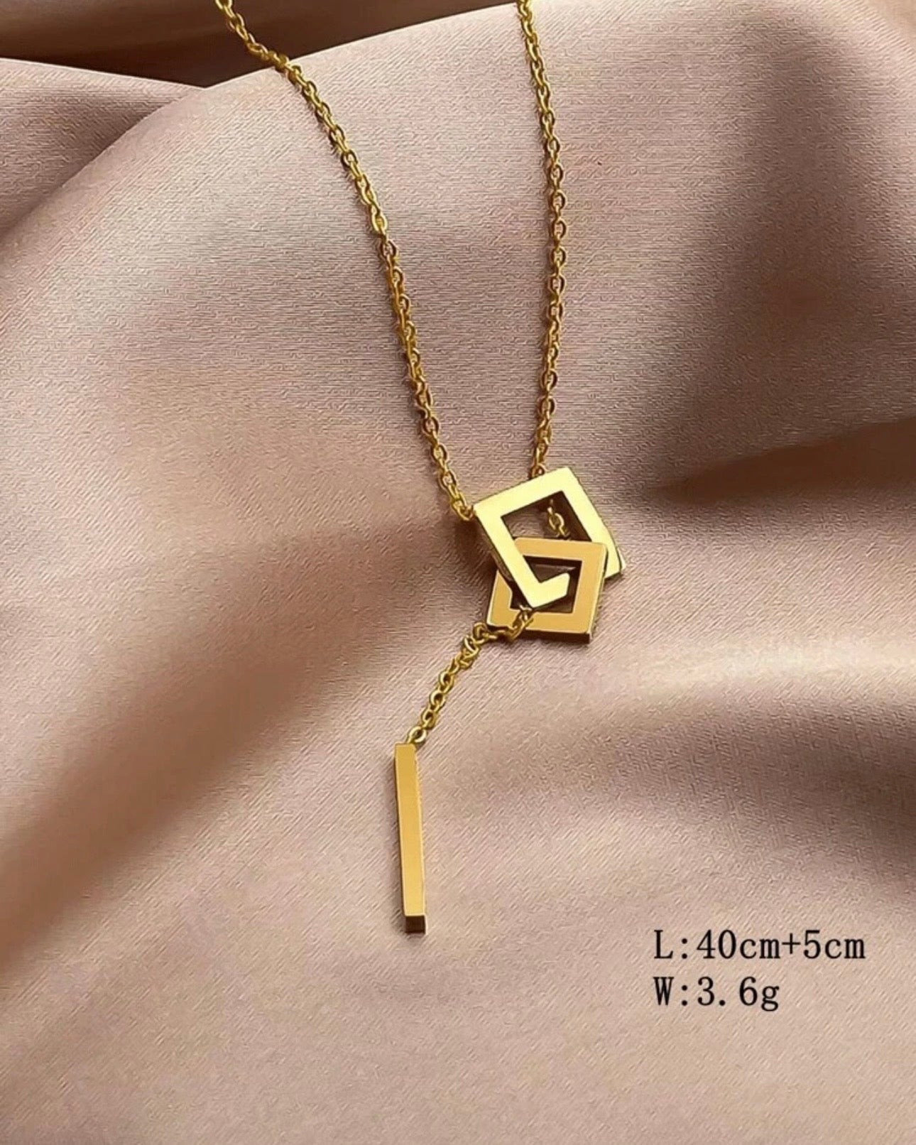 1pc Stainless Steel Minimalist Square Geometric Pendant Necklace