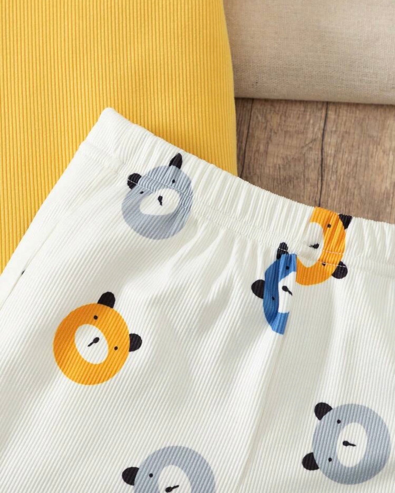 Baby Boy Bear Yellow Ribbed Summer Set