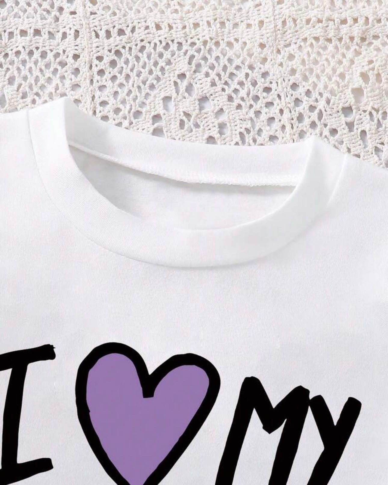 Mama Printed Short Sleeve T-Shirt And Elastic Waist Skirt