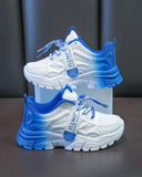 Girls’ Blue Gradient Color Casual Sports Shoes – Fashion PU Sneakers for Daily Wear