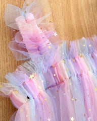 Young Girl Elegant Pink Ombre Starry Moon dress