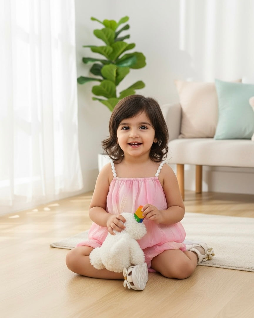Baby Girl Korean Style 2pcs Outfit – Sling Top & Shorts Summer Set