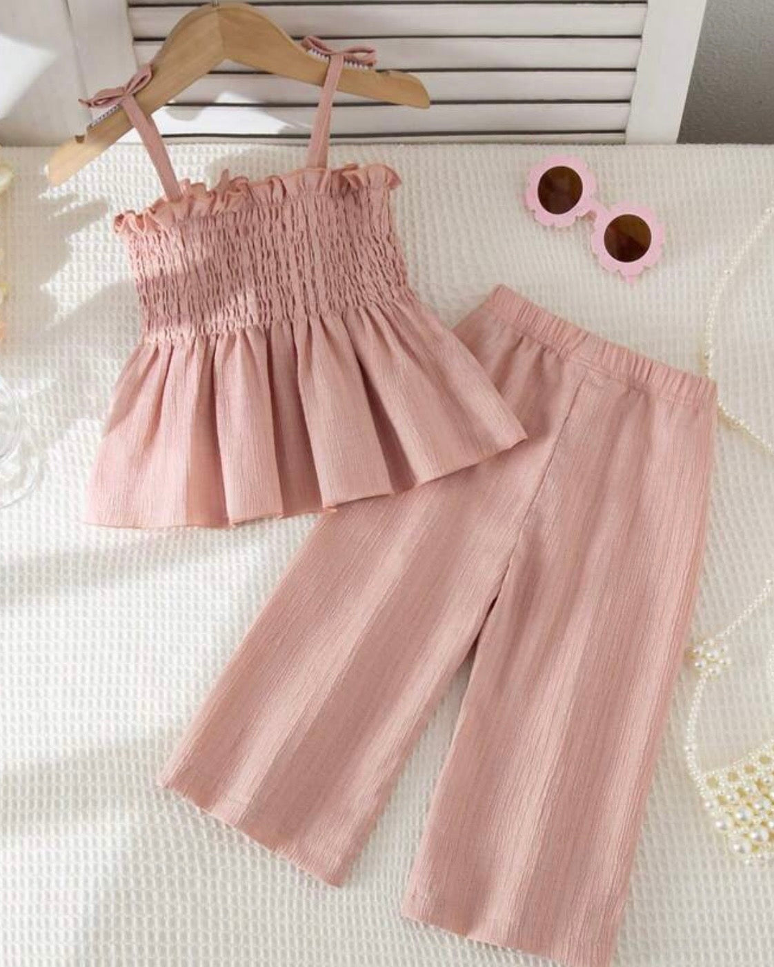 Girls’ Woven Camisole Top & Shorts Outfit (7 Colours)