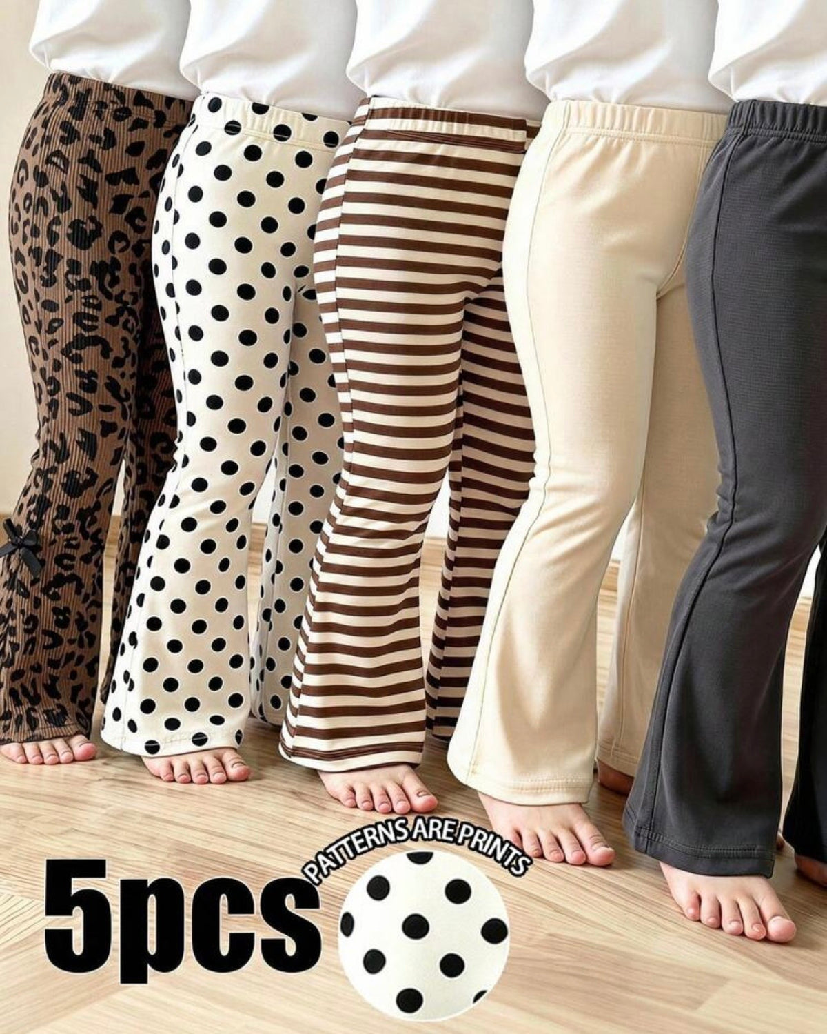 Girls 5-Pack Flare Leg Pants Set