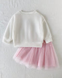 Baby Girl 2-Piece  White Strawberry Top & Pink Mesh Skirt