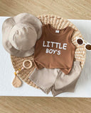 Baby Boys 3pc Brown Letter Print Tank Top, Shorts & Hat Set