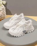 Girls’ White Color Casual Sports Shoes – Fashion PU Sneakers for Daily Wear