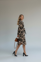 Women's Striped Long Sleeve-Casual Shirt Midi Dress