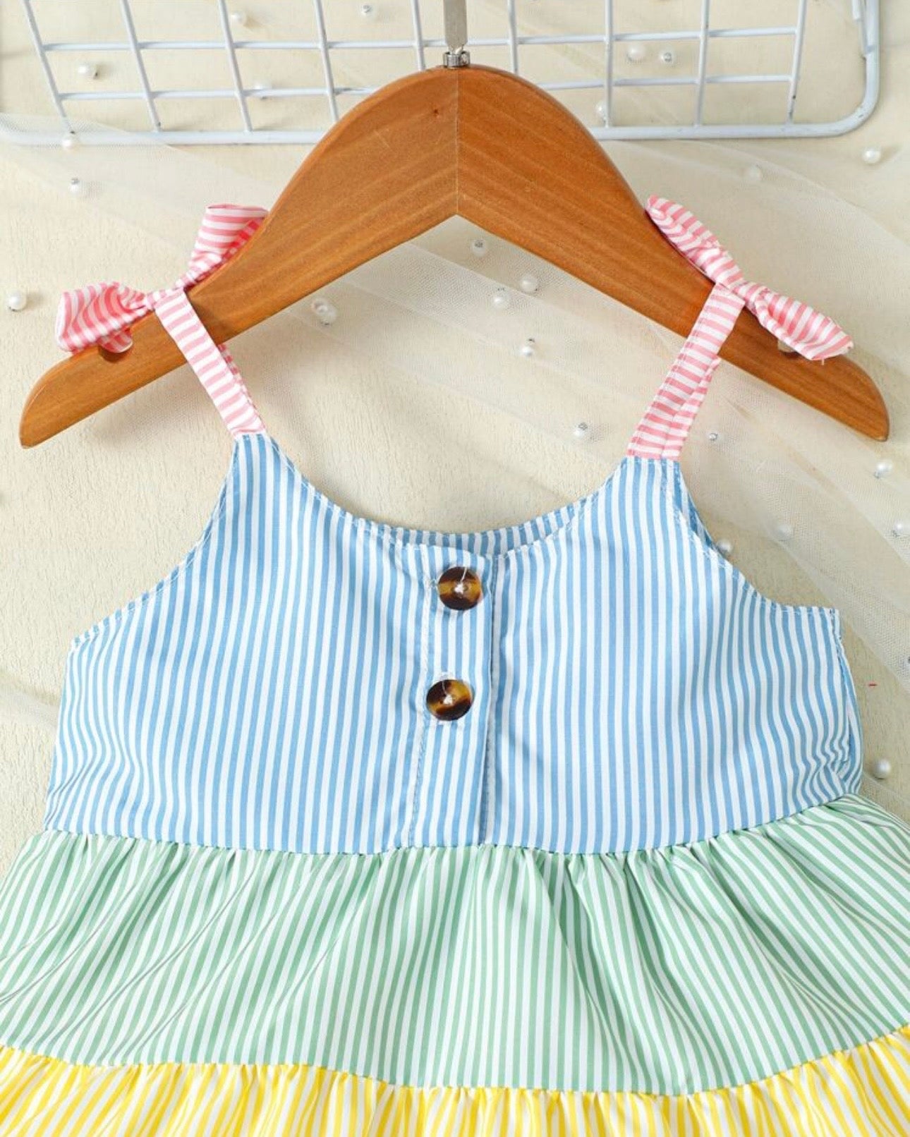 Baby Girl Striped Ruffle Hem Cami Dress