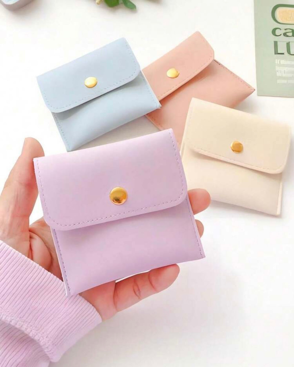 5pc Faux Leather Jewelry Pouches in Multiple Colours