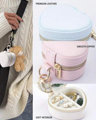 Portable Heart-Shaped Jewelry Storage Box With Keychain